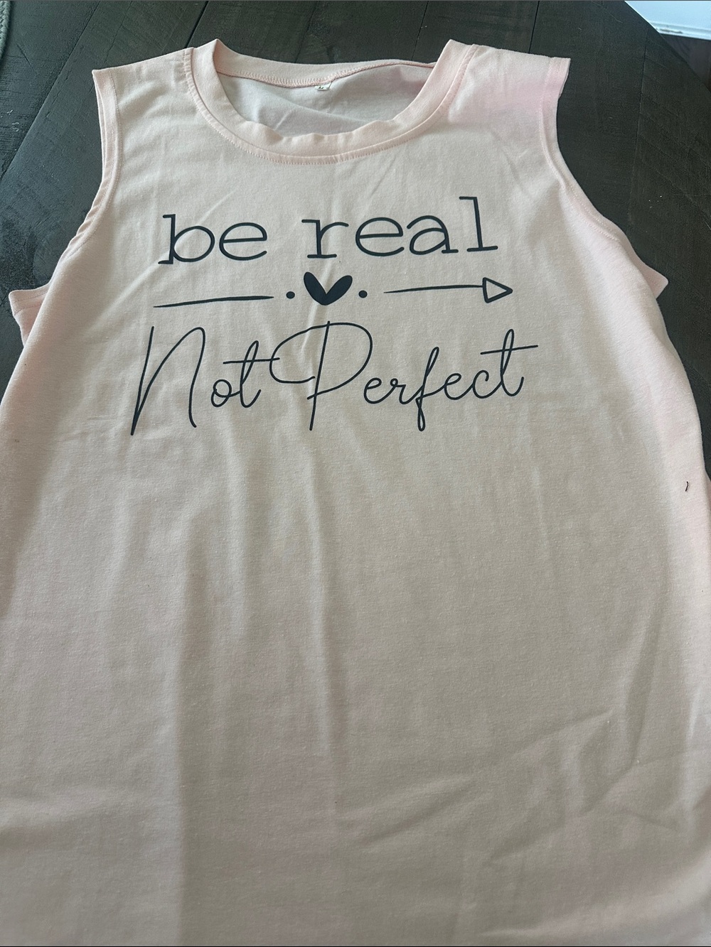 Be Real Not Perfect Pink Graphic Muscle Tank